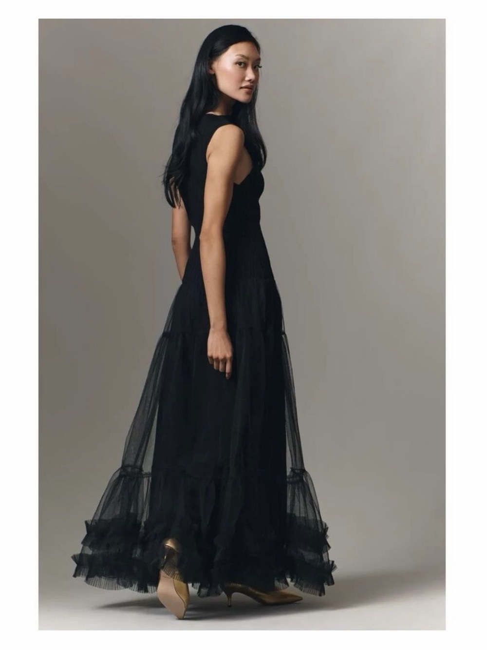 NWOT En Saison Darcy Sleeveless Mixed Media Tulle Gown Dress in Black Size S - Picture 14 of 15